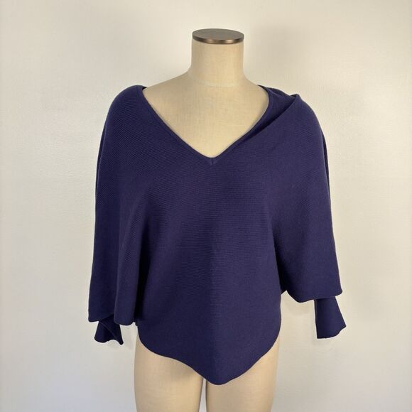 Kerisma Sweaters - Kerisma Womens Dolman Sleeve Blue Knit Oversized Sweater Top Size S/M